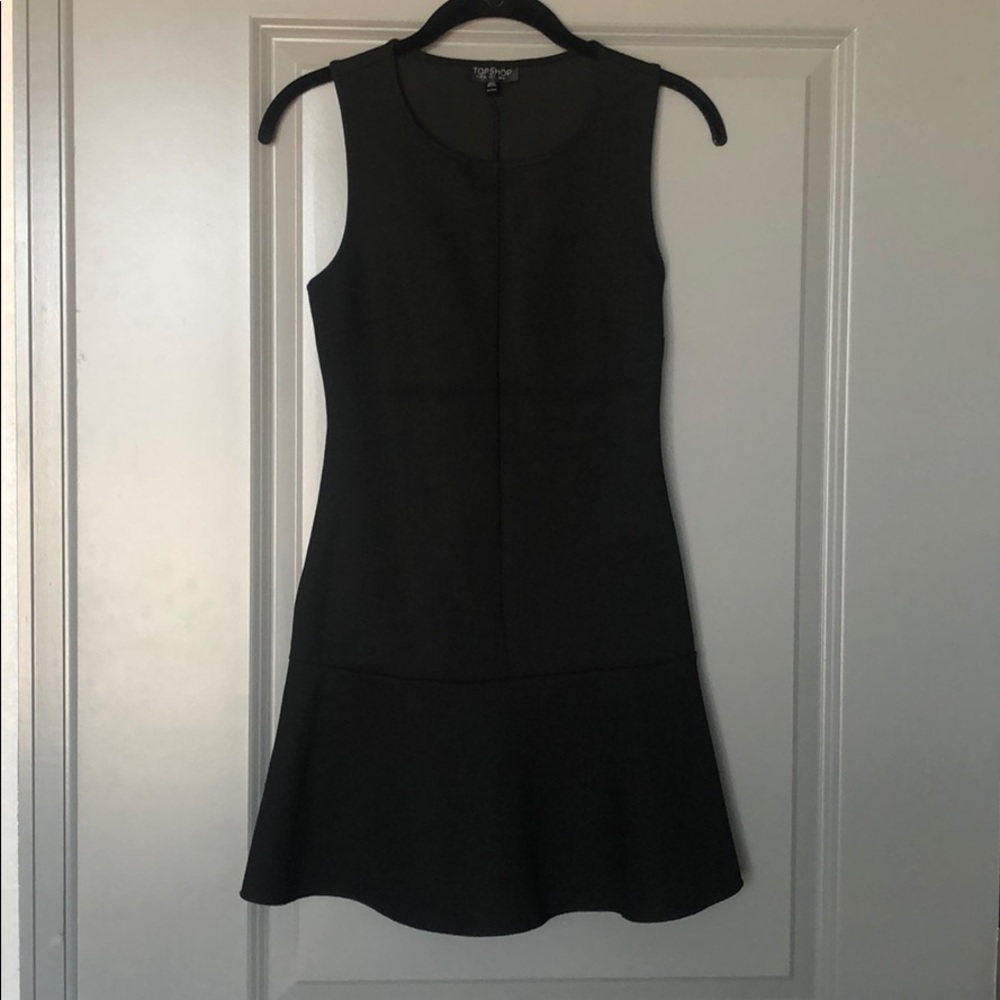 TOPSHOP Black Mini Dress with peplum Drop waist